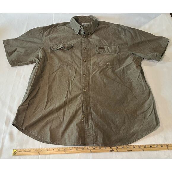 LOT(2) Carhartt S107SIE Shirts Burnt Orange/Gray Button Up Short Sleeve Mens XL - Picture 2 of 16